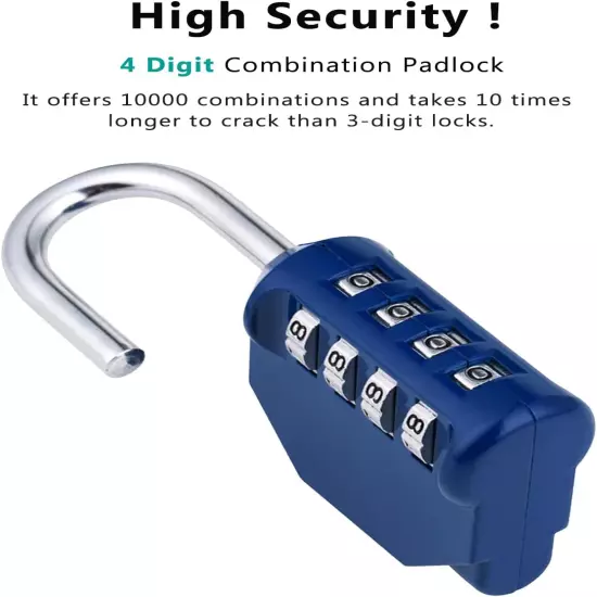 Combination Locker Lock, 4 Digit Outdoor Padlock for Gym, School, Gates, Doors, 