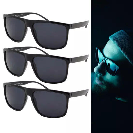 OG SUPER DARK SUNGLASSES GANGSTER BIKER LOOK 3 PACK NEW EAZY E ALL BLACK STYLE