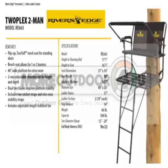 RE665 Rivers Edge 2 Good Hunters TWOPLEX Ladder Stand Treestand MFG REBOXED