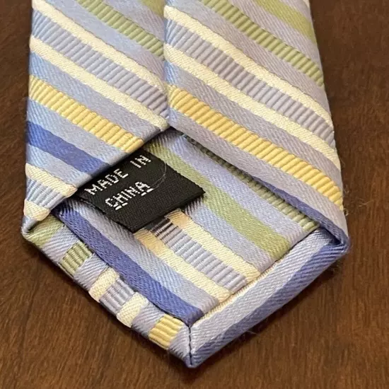 Croft & Barrow Blue Green Gold Repp 100% Silk Men’s Neck Tie Made In China