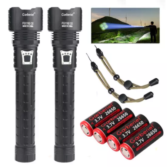 990000LM XHP90.2 LED Flashlight 26650 Rechargeable Torch Hunting Powerful Light