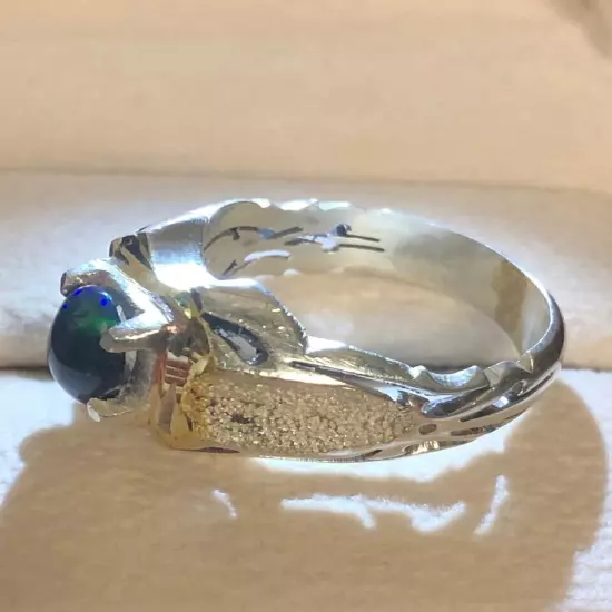 African Fire Opal Ring Men Silver 925,Royal,Rare,Luxuryخاتم اوبال افريقي فاير