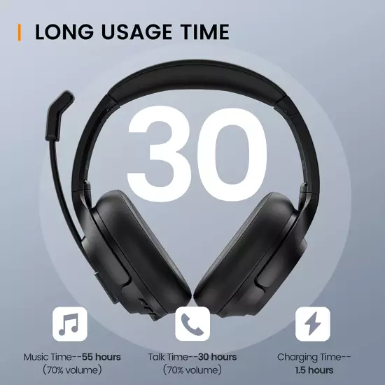 Wireless Computer Headphone Ai-Powered Environmental Noise Cancelling Microphone