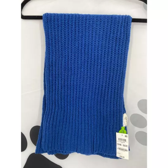 Style & Co NWT Solid Ribbed Muffler Extra Long Recycled Wrap Scarf Blue OS New