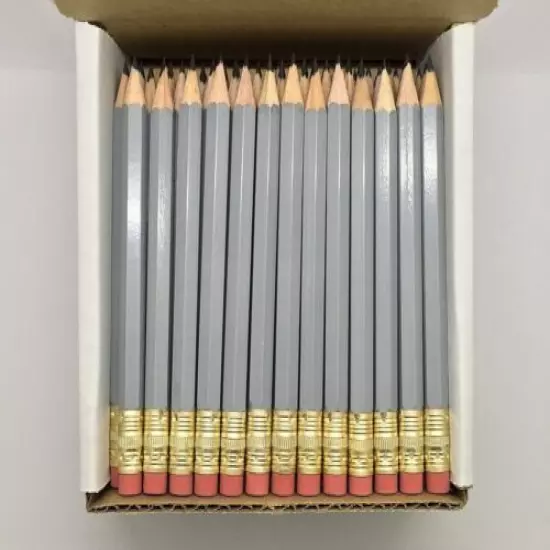 144 Gray Half mini short Golf Hexagon #2 Pencils Sharpened ExpressPencilsTM