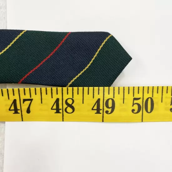 417 Van Heusen Thin Short Green Blue Regimental Striped Repp Silk Tie 2.5" x 50"