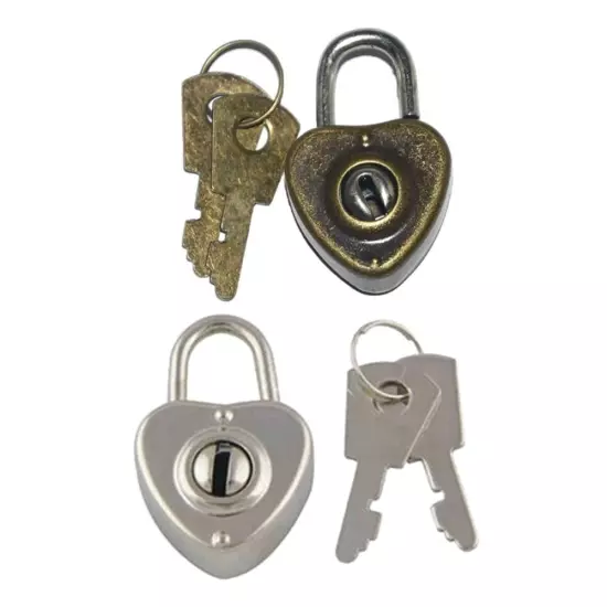 1Set Luggage Lock Security Key Lock Heart Shaped Journal Book Lock