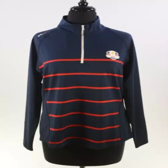 RLX Polo Ralph Lauren Women's Sz L Navy 2020 Ryder Cup 1/4 Zip Golf Pullover 