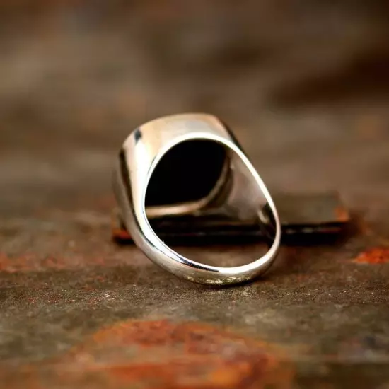 Natural Black Onyx Mens Ring, 925 Solid Sterling Silver, Best Gift For Father