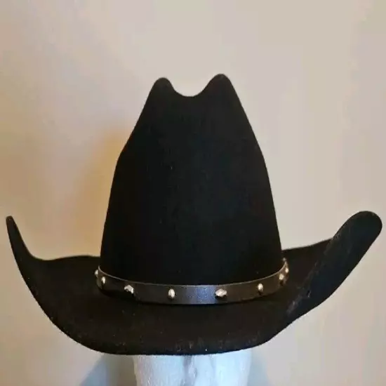 Stallion Stetson Cowboy Hat Black XX Wool Size 59 7 3/8