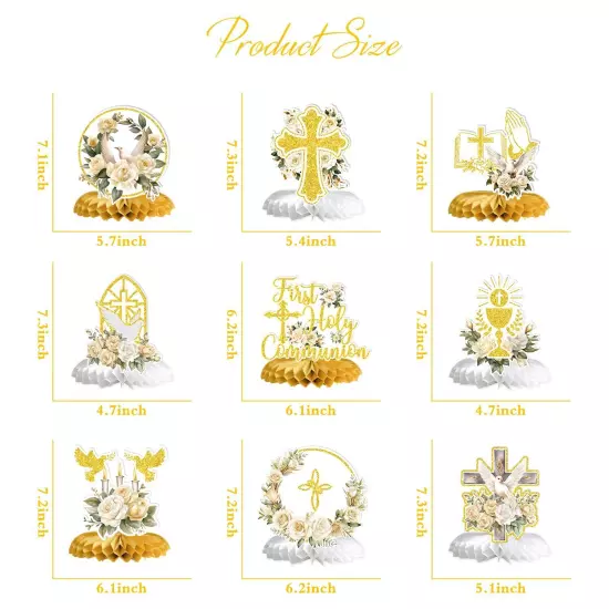 First Holy Communion Honeycomb Centerpieces Baptism Decorations God Bless Rel...