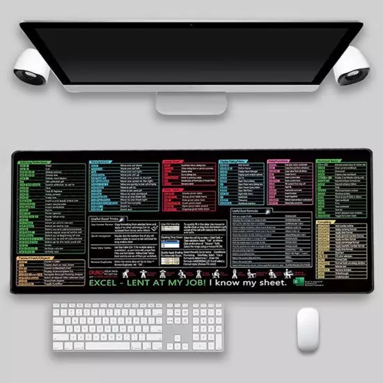 Excel Cheat Sheet Desk Mat, Excel Shortcuts Mouse Pad,Keyboard Shor