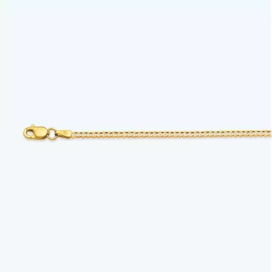 10k Yellow Gold 2mm-14mm Solid Curb Chain Bracelet Size 7"-30"