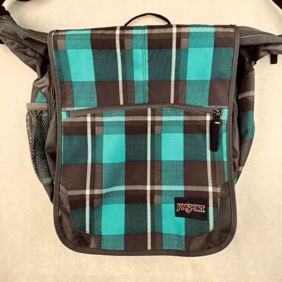 JANSPORT Blue Plaid Laptop Messenger Bag Shoulder Strap School