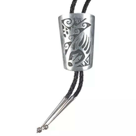 1970's Gene Pooyouma Hopi Large silver bolo tie