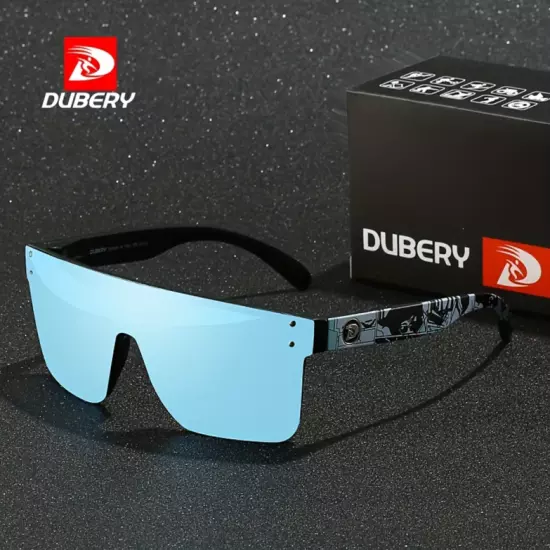 DUBERY Sqaure Polarized Siamese Lens Sunglasses Men Women Flat Top Sport Glasses