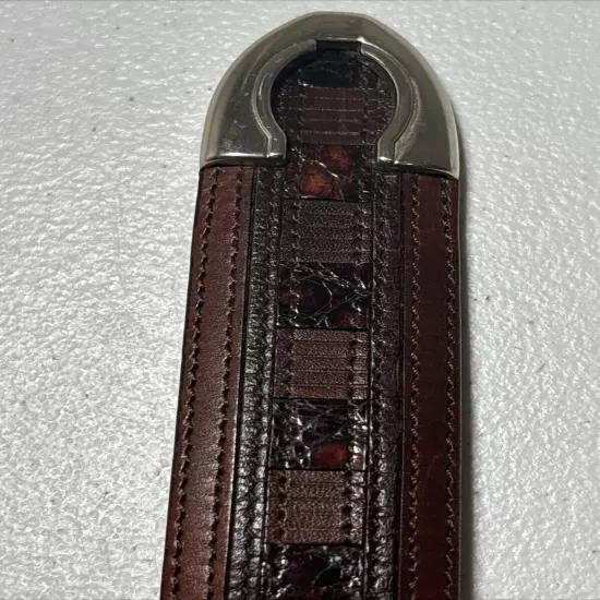 Mezlan Belt Genuine Crocodile Made In Spain Brown Brass Buckle Men's Size 34