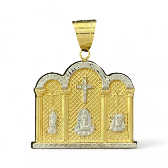 10KT Two Tone Gold Virgin Marry & Jesus Pendant - 6.5 Grm, Brand New