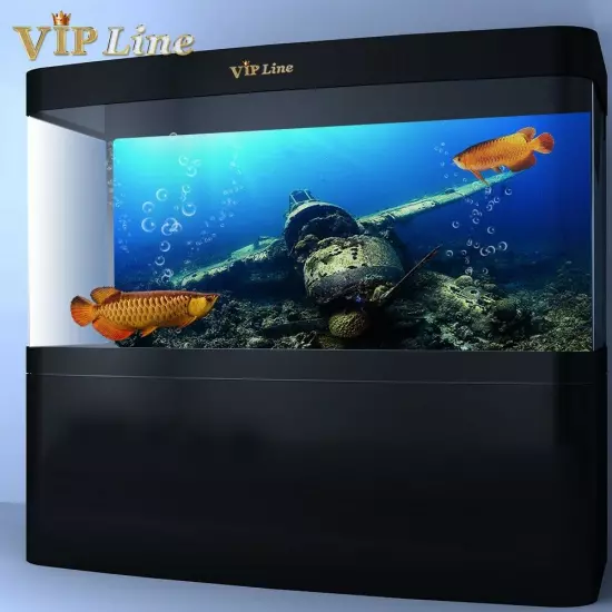 Aquarium Background Poster Aircraft Wreck PVC Fish Tank Decorations Landscape