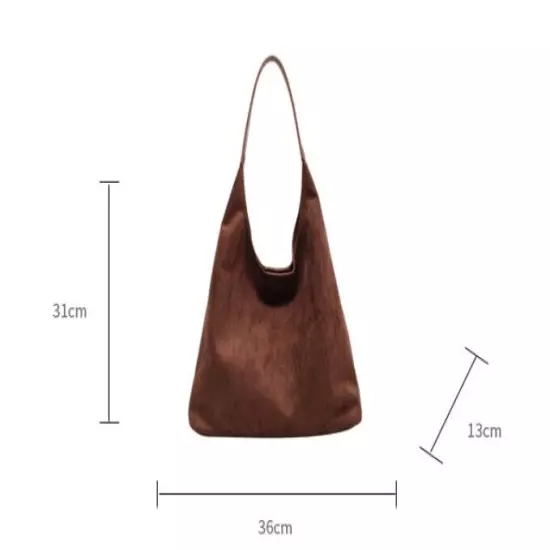 Women Large Capacity Suede Shoulder Bag Fashion Versatile Bucket Bag