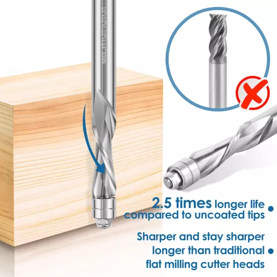 Downcut Spiral Flush Trim Router Bit Solid Carbide Flush Trim End Mill Bit φ