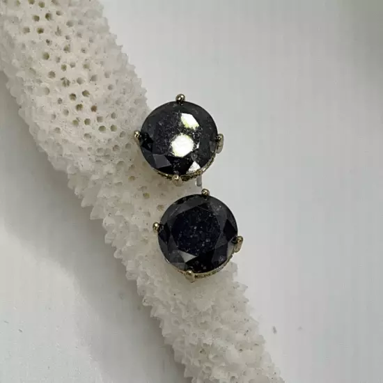 Gold Black Swarovski Crystal Post Earrings