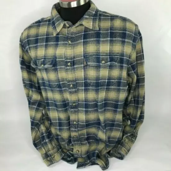 Shirt Hunting Guide Series 3XLT Long Sleeve Button Up Plaid Blue Khaki Big Tall