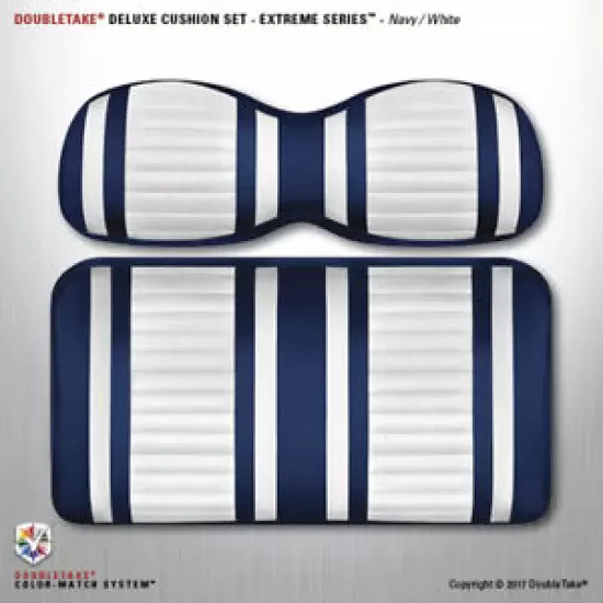 Extreme Double Take Golf Cart Seat Cushions (navy/white)