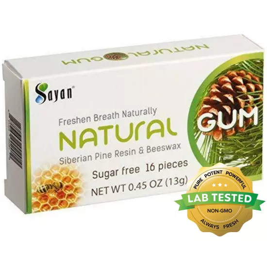 Best Natural Pine Tree Chewing Gum Siberian Larch Resin Beeswax No Sugar 0.45 oz