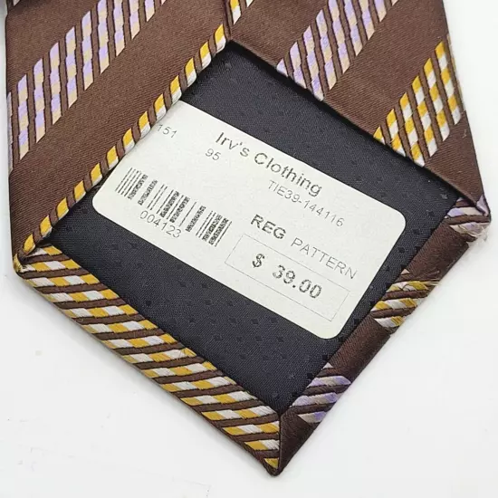 Brown Diagonal Stripe Silk MATTARAZI uomo Handmade Classic Necktie with Tags