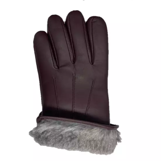 Women's Sheepskin Leather Full Lined Rabbit Fur Gloves