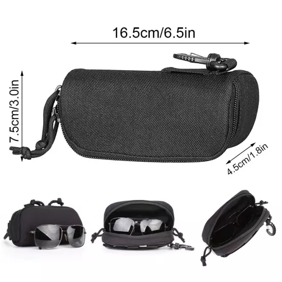 Eyeglasses Hard Case Tactical Molle Zipper Sunglasses Carrying Case with Clip