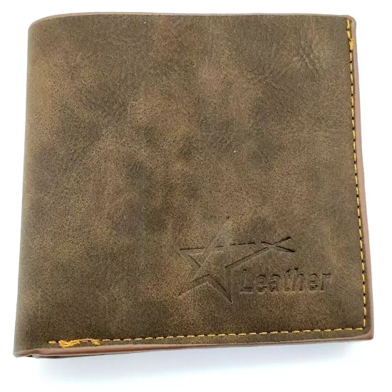 Men Leather Bi-Fold Wallet Brown