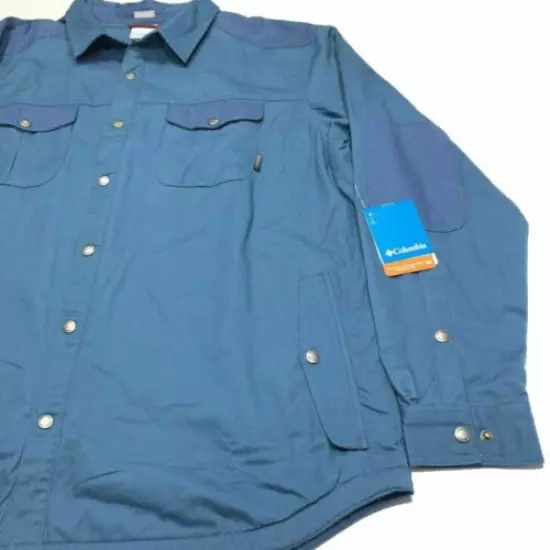 Columbia Hyland Woods Shirt Jacket 2XL Button UPF 50 Elbow Patch Mens NWT $110