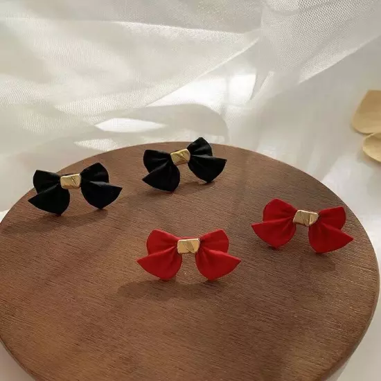 Fashion 18k Gold Plated Bow Stud Earrings Womens Girls Jewellery Party Red/Black