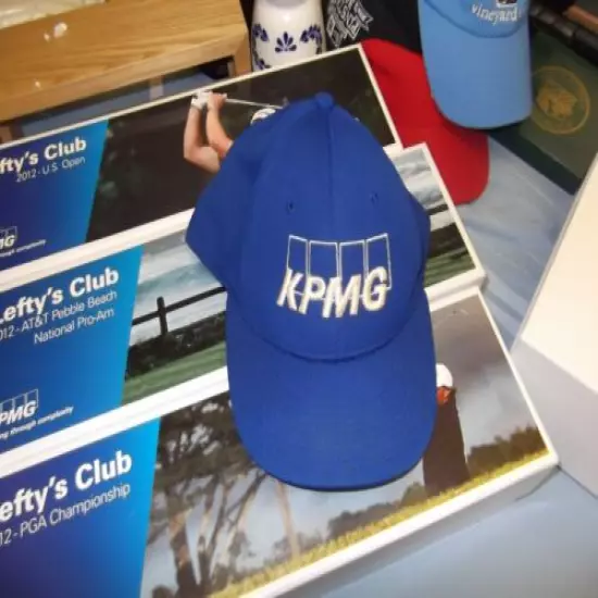 NOS/NWOT - KPMG GOLF HAT BALL CAP - PROFLEX - ROYAL BLUE - PHIL MICKELSON STYLE