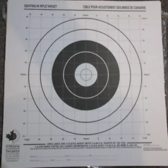 Sighting-in Rifle Targets Black on White paper Pack of 100