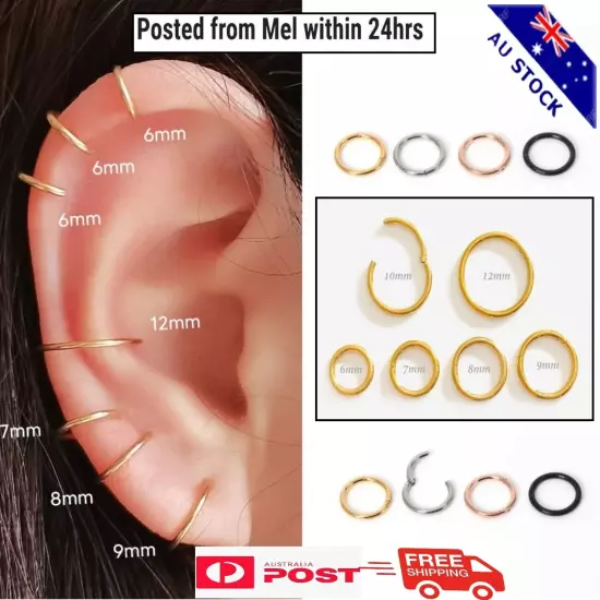 Surgical Steel Hinged Segment Hoop Ring Sleeper Lip Ear/Nose ring