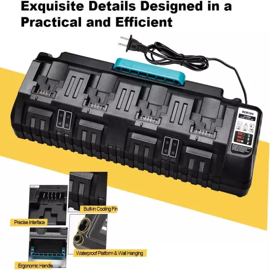 Compatible with Dwlt Charger DCB104, 12A 4-Ports Fast Charger Compatible with D