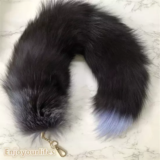 70cm/27.5" Long Real Fox Fur Tail Keychain Adult Games Furry Cosplay Toy Pendant