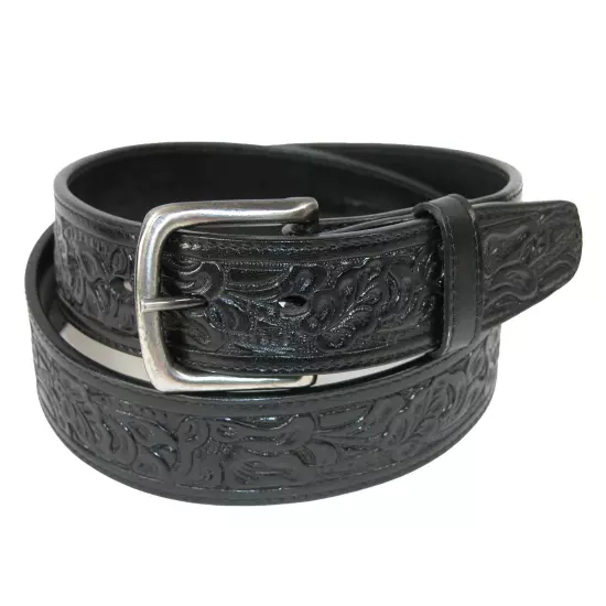 New CTM Embossed Leather Money Belt with Removable Buckle