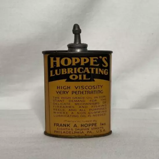 FRANK A. HOPPE’S Inc. Oval Lead Spout LUBRICATING OIL 3 Oz. Can TIN 1940-50’s