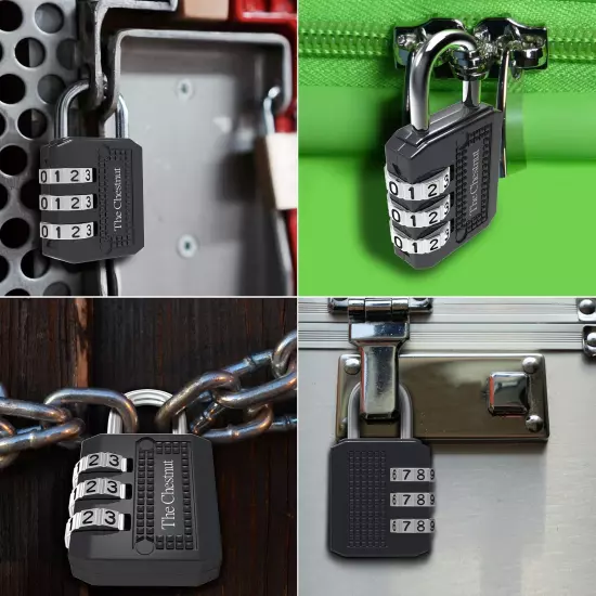 Padlock with 3 Digit Combination - Outdoor Weatherproof Combination Lock - Ke...