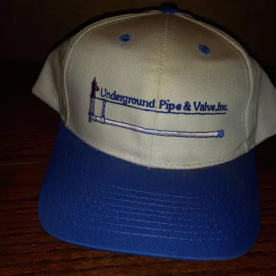 Vintage Underground Pipeline & Valve Inc Cap Hat Trucker White Blue Adjustable