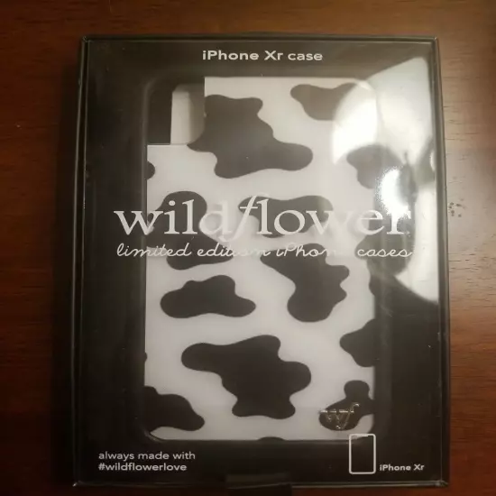 iPhone Xr (Moo Moo) Case Wildflower Limited Edition Phone Case Cow Print Black 