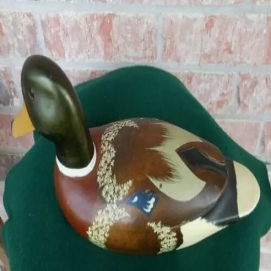 Vintage 14" Solid Wood Decoy Hand Carved And Hand Painted Nice