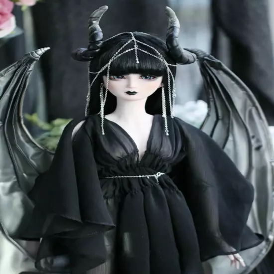 BJD Black Vampire Wings/Dragon Horns for 1/6 1/4 1/3 Uncle Doll LUTS DZ Cosplay