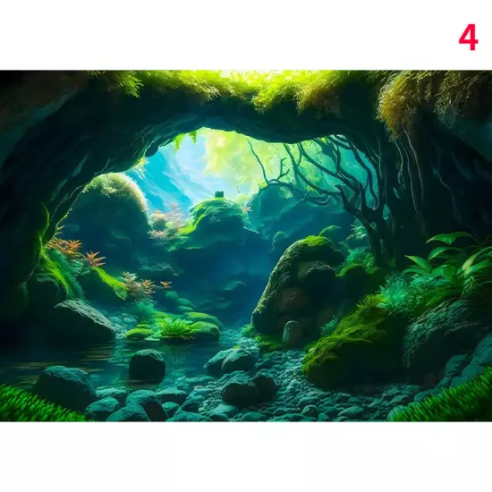 3D Aquarium Fish Tank Background Sticker Landscape Self Adhesive Decors DIY New