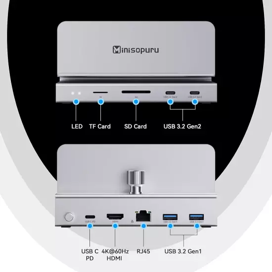 Macbook Docking Station USB C Dock Support M.2 Nvme SSD Not Included 4K 60Hz 3.2