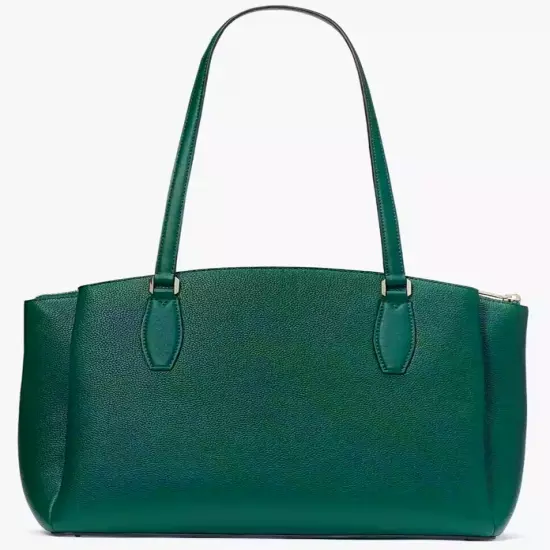 Kate Spade Monet Large Triple Compartment Green Leather Tote WKRU6948 NWT FS